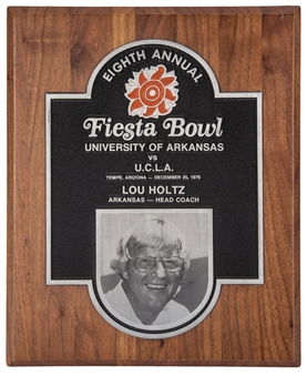 1978 Eighth Annual Fiesta Bowl Plaque Gifted to Lou Holtz (Holtz LOA)